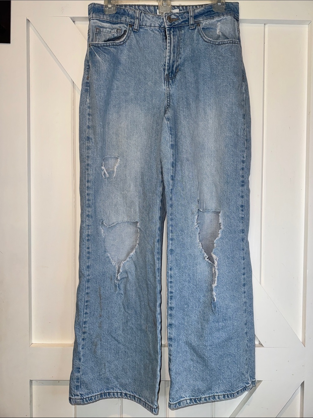 RSQ Light Blue Distressed Wide-Leg Jeans